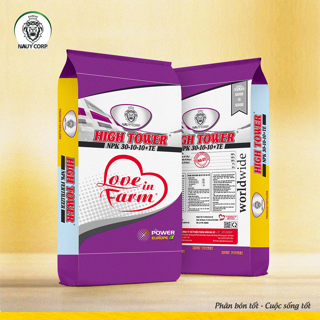 PHÂN BÓN NPK NA UY 30-10-10+TE THÁP CAO