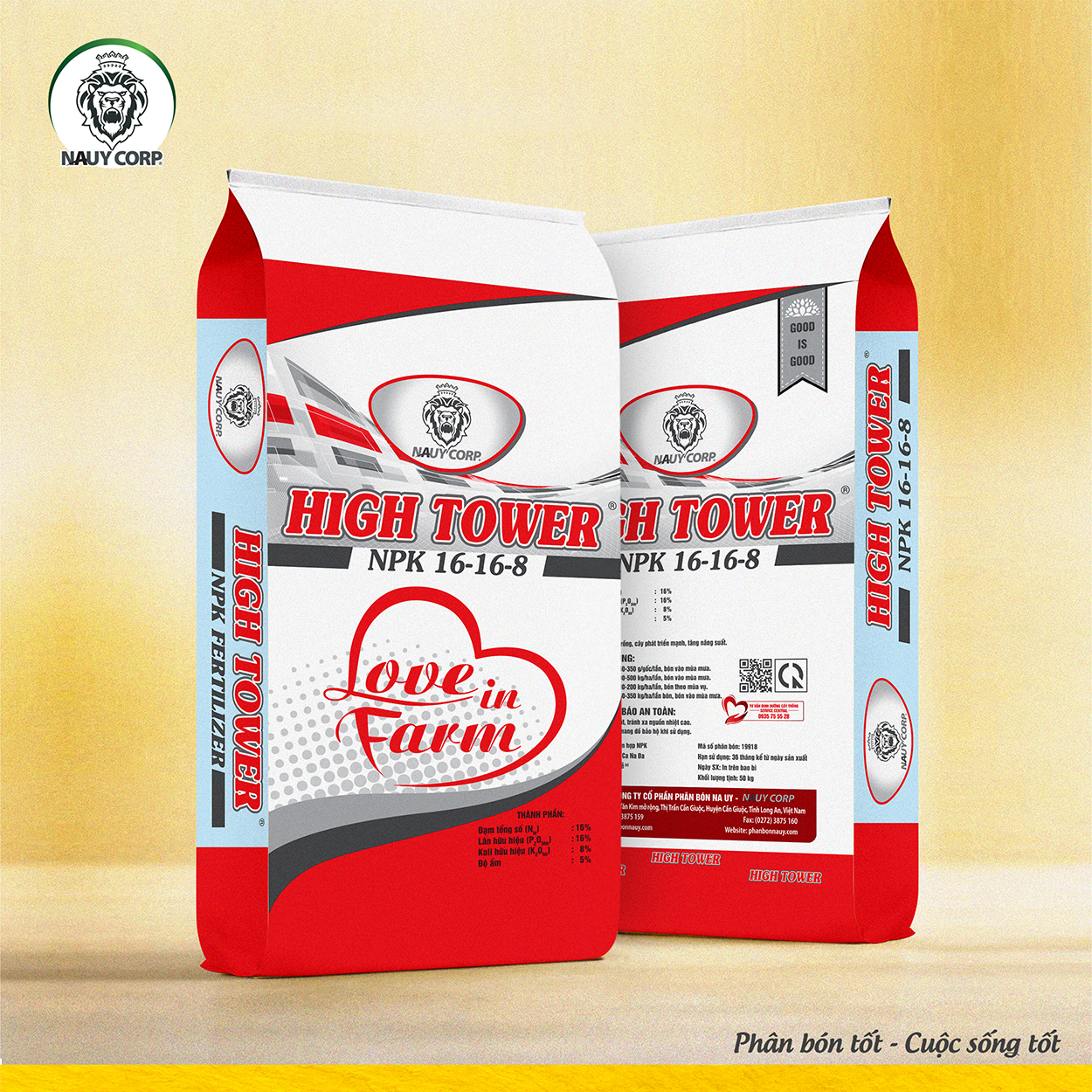 PHÂN BÓN NPK NA UY LOVE IN FARM 16-16-8+TE 