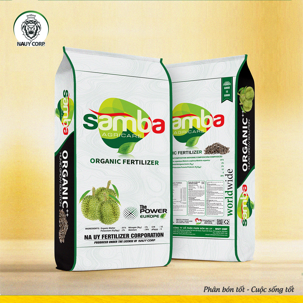 PHÂN BÓN HỮU CƠ NỞ HIỆU SUẤT CAO NA UY SAMBA SẦU RIÊNG